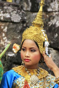 Apsara dancer performing at Bayon temple, Angkor area, Siem Reap, Cambodia