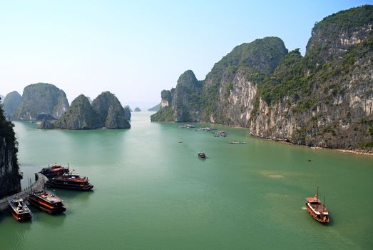 boats on halong bay in vietnam