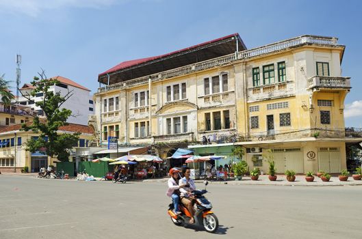 french colonial building in phnom penh cambodia