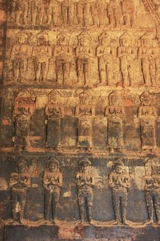 Decorative interior wall carvings, Prasat Kravan temple, Angkor area, Cambodia