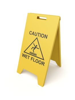 Wet floor sign on white background