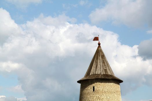 The tower against the sky