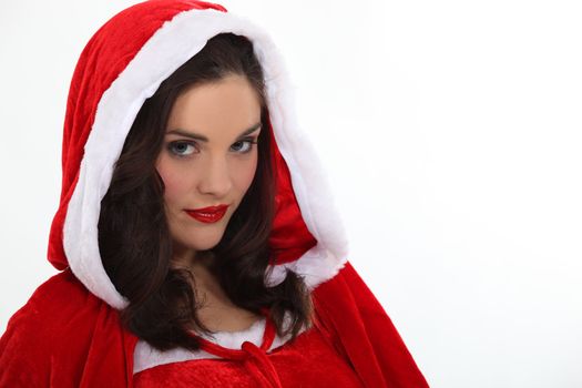 Woman wearing a Santa costume