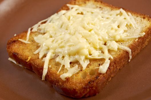 Cheese toast.Close up of toasted white bread in slices