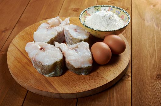  codfish  steak .prepared fish,egg,flour