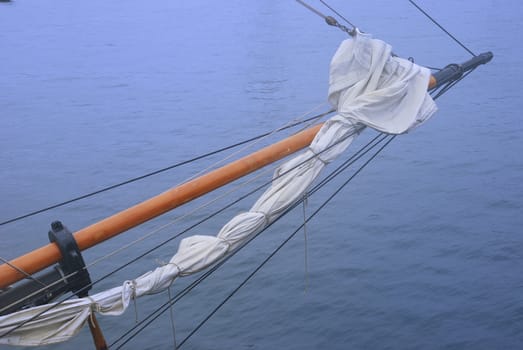  Closeup of a tall ship sailing vessel bow