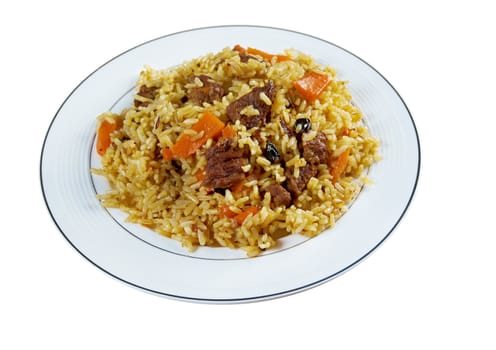 Traditional oriental pilaf.close up