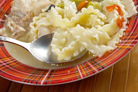 Chicken homemade  soup with noodle and vegetables