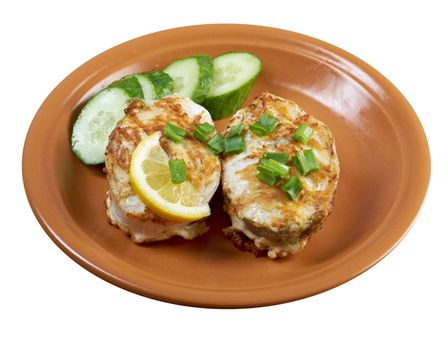 grilled t-bone codfish  steak and vegetables