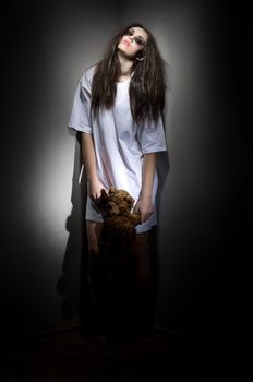Zombie girl with teddy bear