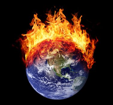 Burning earth globe west hemisphere (without gloving) (elements furnished by NASA)