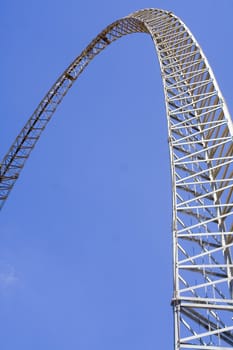 Sophisticated metal construction on a background of blue sky