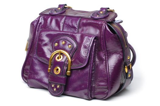 A purple patton leather hand bag.