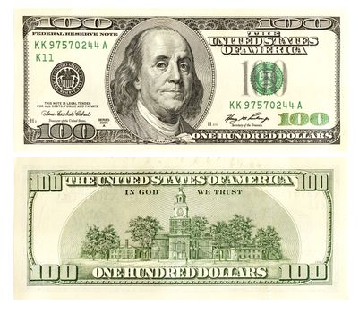 One hundred dollars front and back