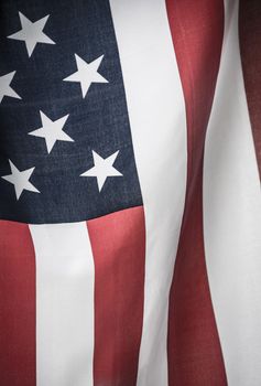 American flag shot by itself on white.