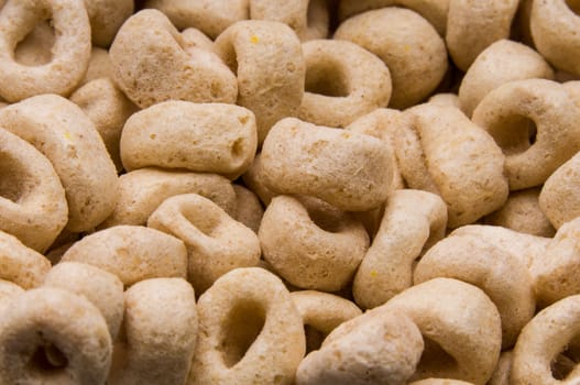 Close up of breakfast cereal texture without milk.