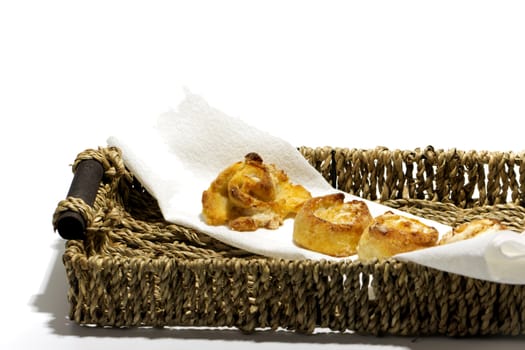 Homemade Cookies in a basket on a white background