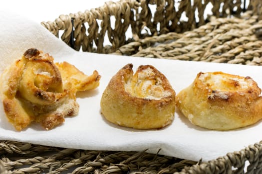 Homemade Cookies in a basket on a white background