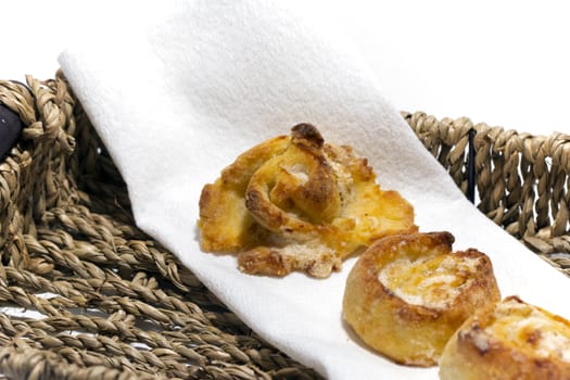 Homemade Cookies in a basket on a white background