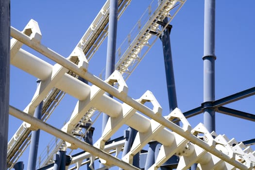 Sophisticated metal construction on a background of blue sky