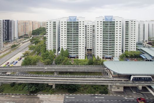 Singapore Light Rail Train Station in Punggol Housing District