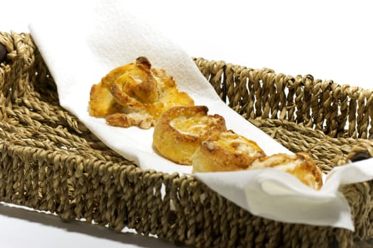 Homemade Cookies in a basket on a white background