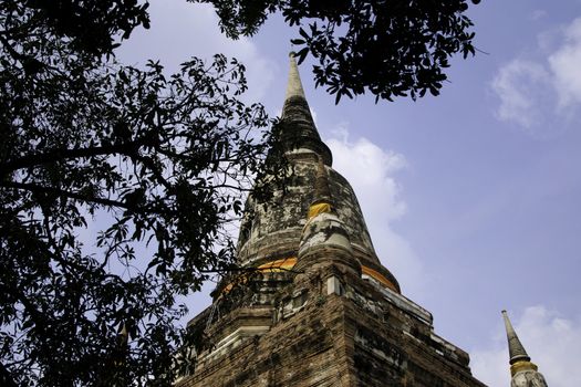 Old big pagoda in mongkol temple at ayutthaya province, Thailand 