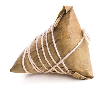 Chinese Glutinous Rice Dumpling on white background.