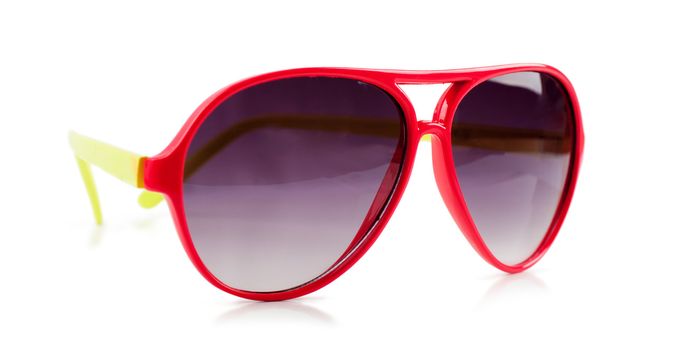 Closeup view of sunglasses isolated over white background