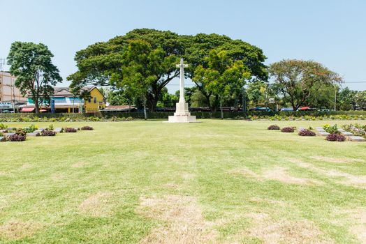 World war two soilder cemetary ground in Thailand, taken on a sunny day