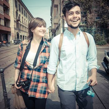 couple walking in the street