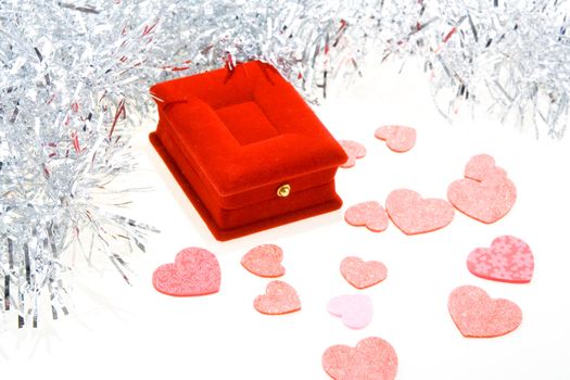 Red beautiful luxury gift box on white background