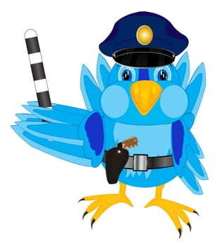 Illustration of the bird sparrow police