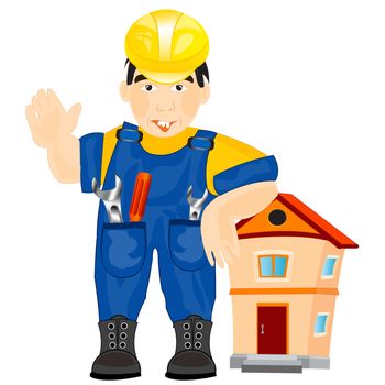 Illustration men worker on white background