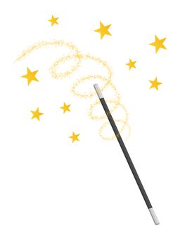 waving magic wand isolated on white background