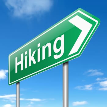 Illustration depicting a sign with a hiking concept.