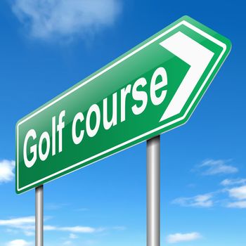 Illustration depicting a sign with a golf course concept.