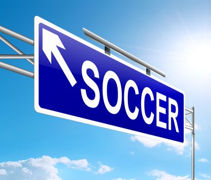 Illustration depicting a sign with a soccer concept.