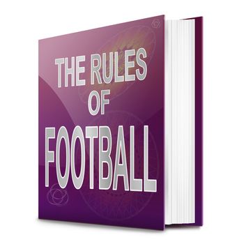 Illustration depicting a text book with a football rules concept title. White background.