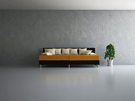 Livingroom with sofa  near the old wall
