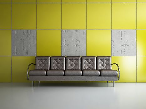 Livingroom with sofa near the wall