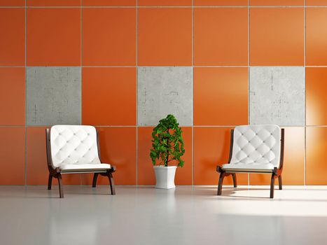Livingroom with chairs near the wall
