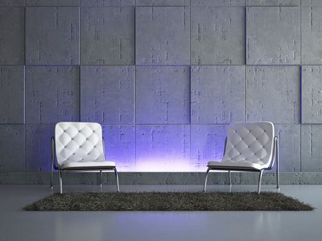 Livingroom with chairs near the wall