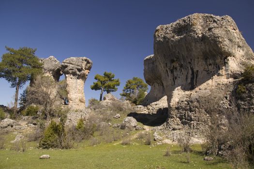 Callejones de Majadas is a geological site near of the city of Cuenca, Castile La Mancha, Spain in which the erosive forces have formed rocks into distinctive and memorable shapes