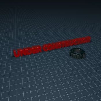 under construction text and gear wheel - 3d illustration