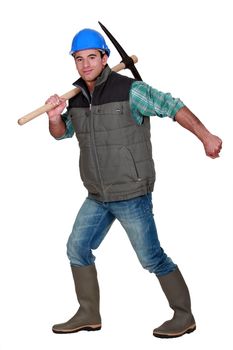 Worker with a pickaxe