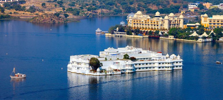 Lake Pichola and Taj Lake Palace , Udaipur, Rajasthan, India, Asia. Panorama.