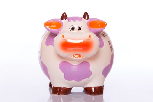 Funny colorful ceramic cow for collecting money