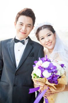 happiness and romantic Scene of love couples wedding on the Beach