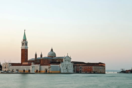 Architecture of Church in Venice Italy sunrise